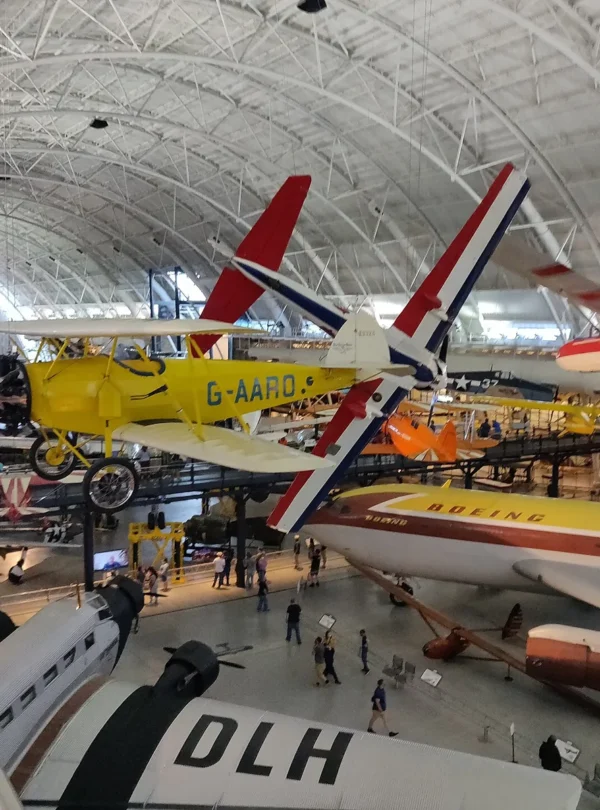 Historic aircraft displayed in the Smithsonian National Air and Space Museum’s Udvar-Hazy Center.