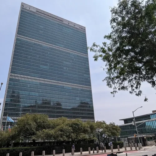 United Nations Headquarters buildings in New York City.